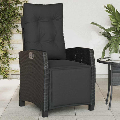 Gartensessel mit Fußteil 2 Stk. Verstellbar Schwarz Poly Rattan