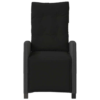 Gartensessel mit Fußteil 2 Stk. Verstellbar Schwarz Poly Rattan
