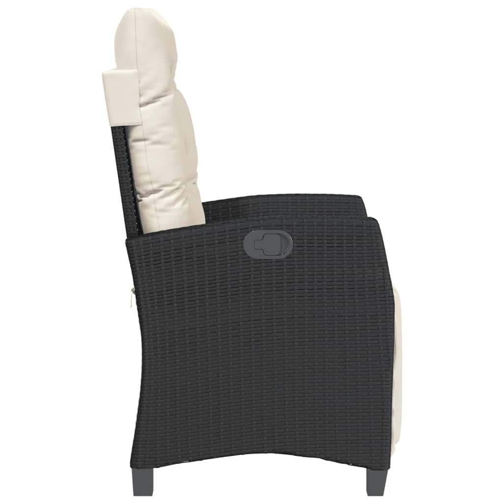 3-tlg. Bistro-Set mit Kissen Schwarz Poly Rattan