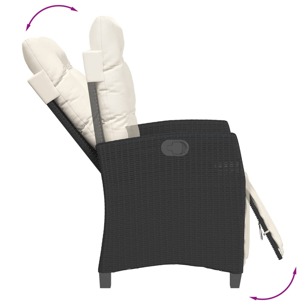 3-tlg. Bistro-Set mit Kissen Schwarz Poly Rattan