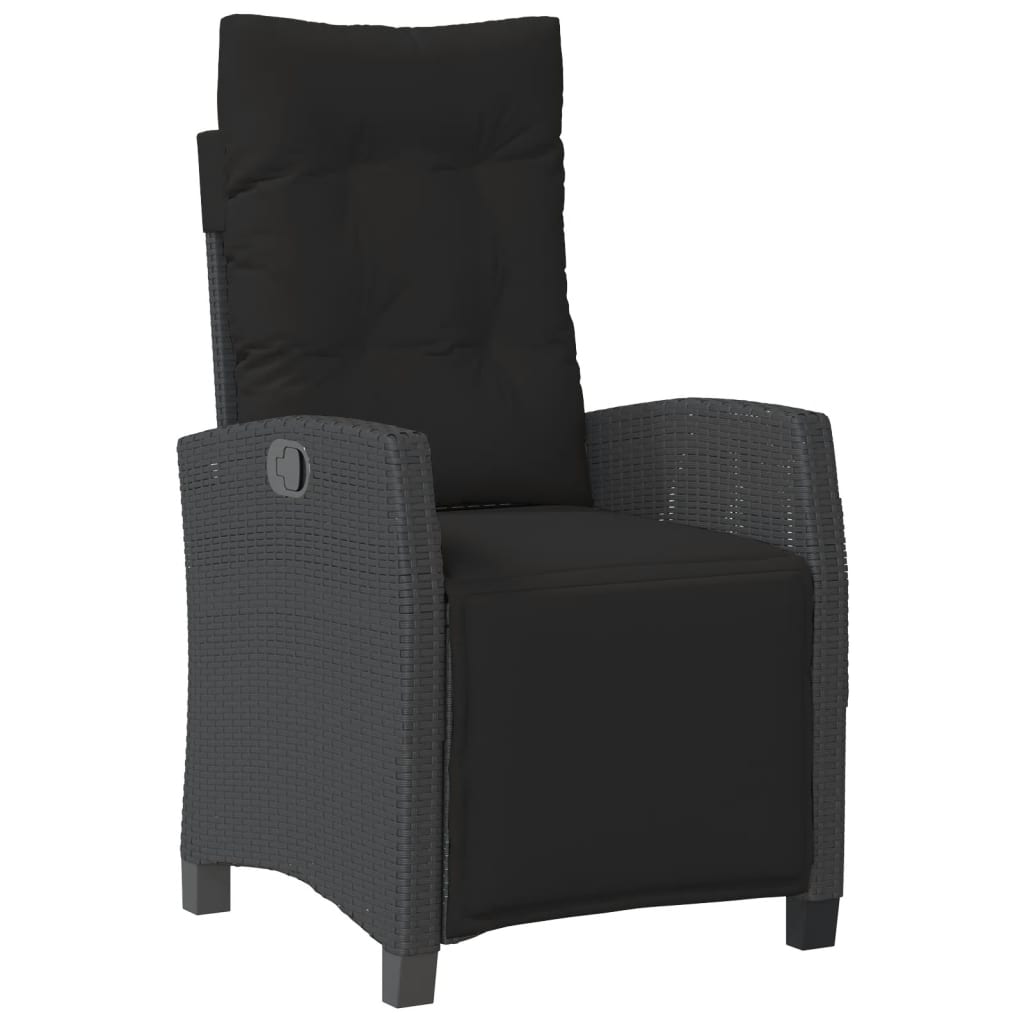 3-tlg. Bistro-Set mit Kissen Schwarz Poly Rattan