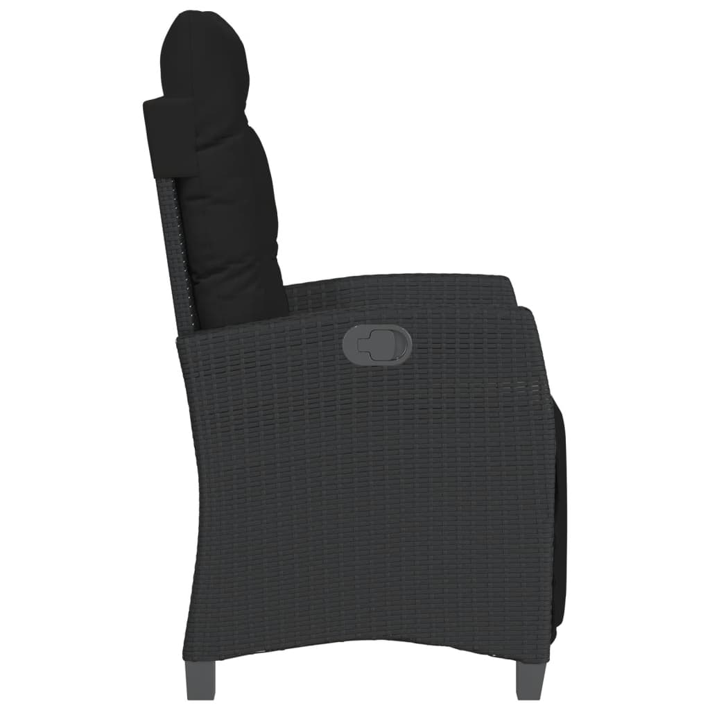 3-tlg. Bistro-Set mit Kissen Schwarz Poly Rattan