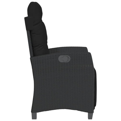 3-tlg. Bistro-Set mit Kissen Schwarz Poly Rattan