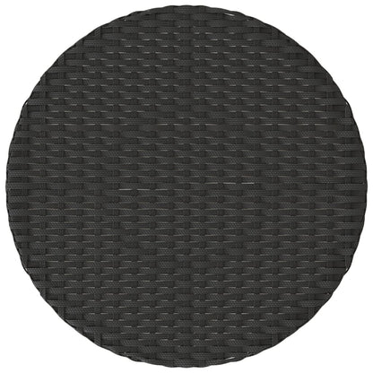 3-tlg. Bistro-Set mit Kissen Schwarz Poly Rattan