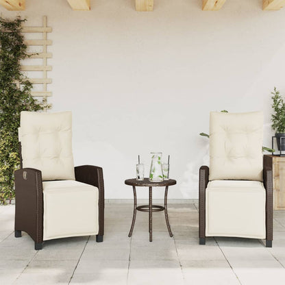 3-tlg. Bistro-Set mit Kissen Braun Poly Rattan