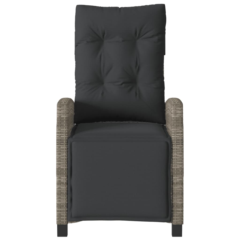 3-tlg. Bistro-Set mit Kissen Grau Poly Rattan