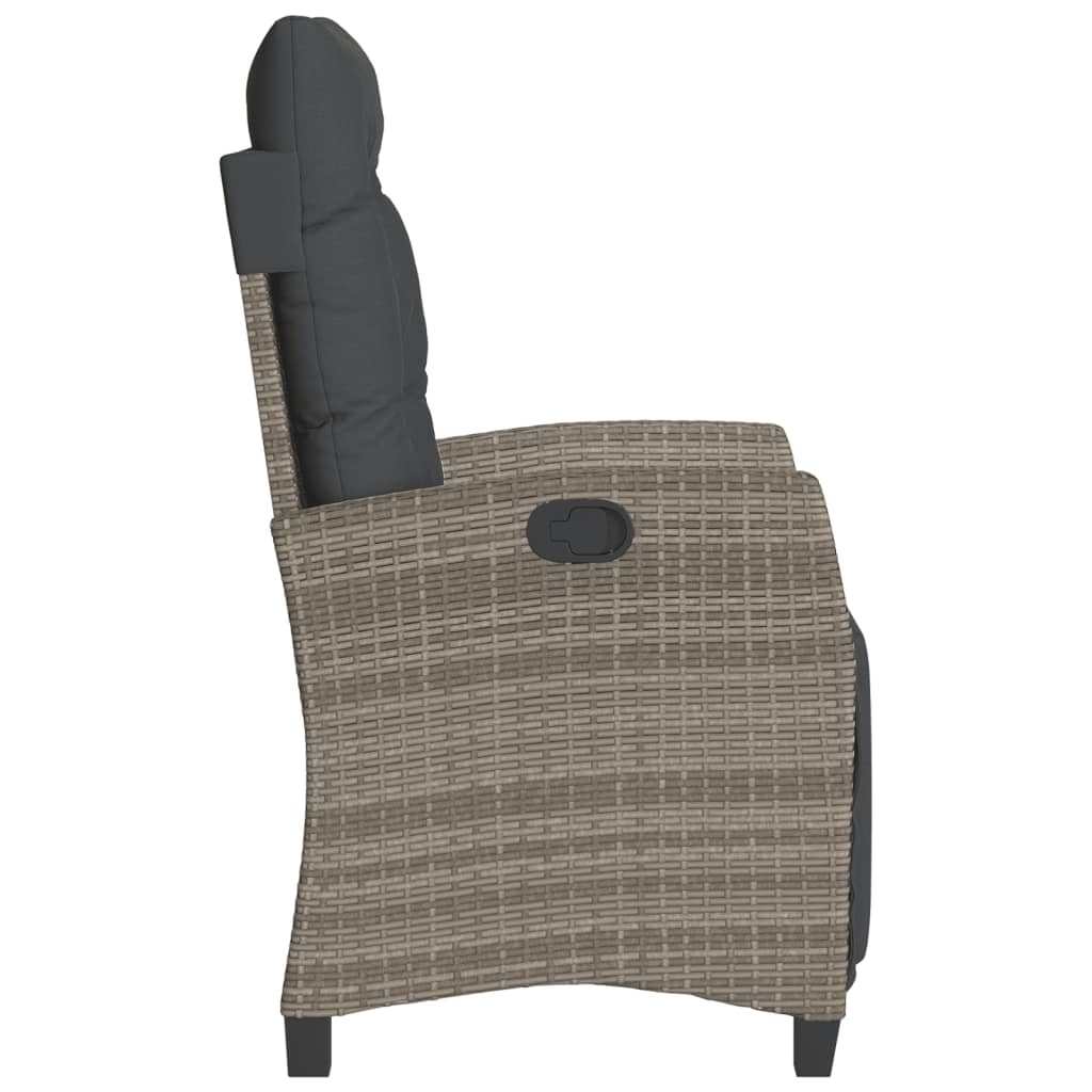 3-tlg. Bistro-Set mit Kissen Grau Poly Rattan