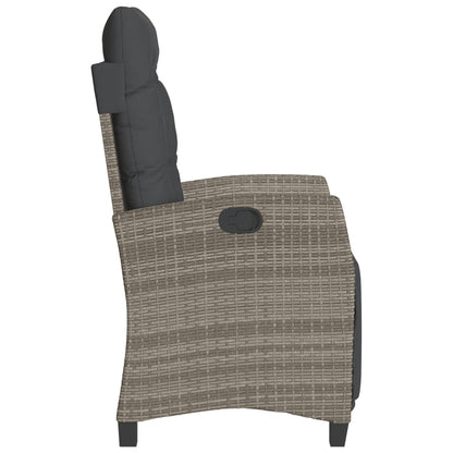 3-tlg. Bistro-Set mit Kissen Grau Poly Rattan