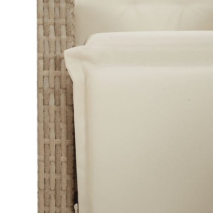 3-tlg. Bistro-Set mit Kissen Beige Poly Rattan