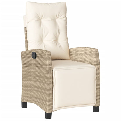 3-tlg. Bistro-Set mit Kissen Beige Poly Rattan