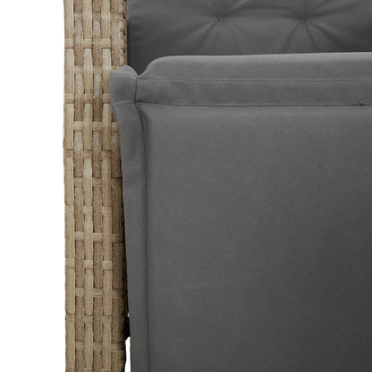 3-tlg. Bistro-Set mit Kissen Beigemischung Poly Rattan