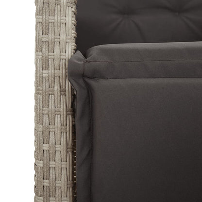 3-tlg. Bistro-Set mit Kissen Hellgrau Poly Rattan