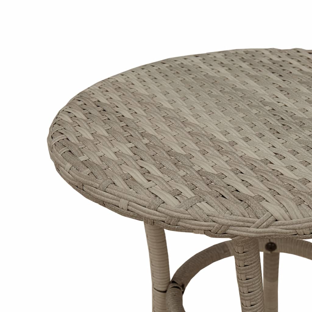 3-tlg. Bistro-Set mit Kissen Hellgrau Poly Rattan