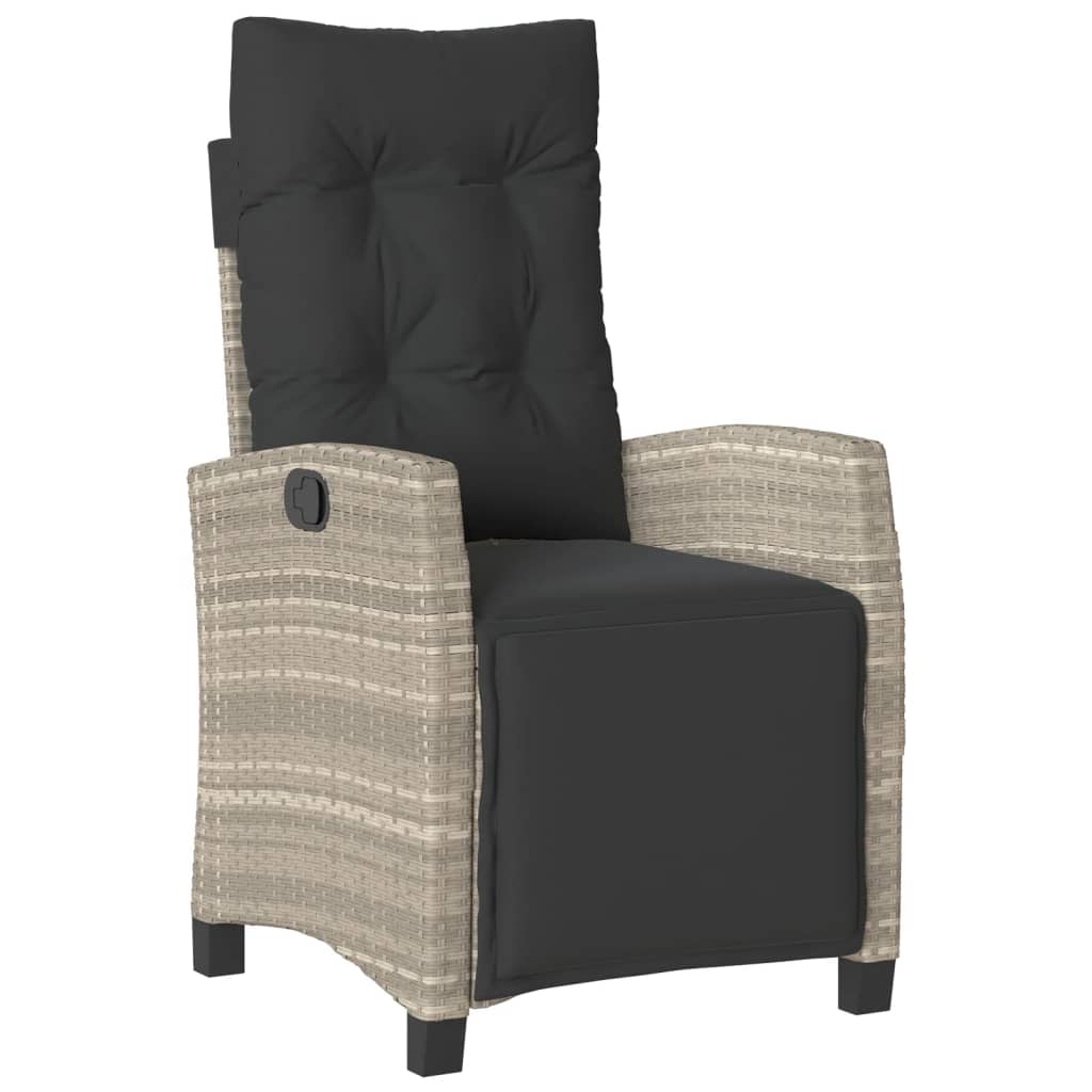 3-tlg. Bistro-Set mit Kissen Hellgrau Poly Rattan