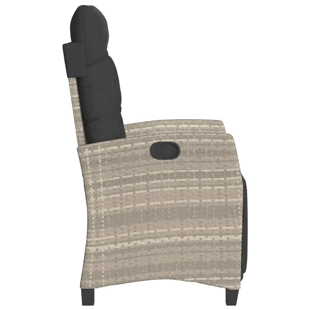 3-tlg. Bistro-Set mit Kissen Hellgrau Poly Rattan