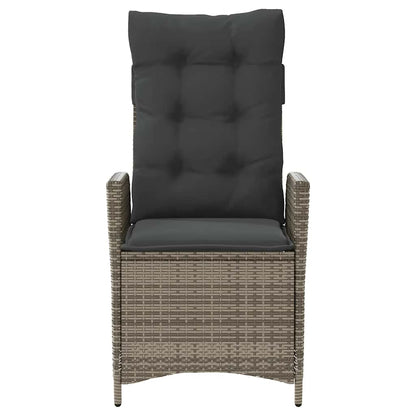 Gartensessel Verstellbar mit Kissen Grau Poly Rattan