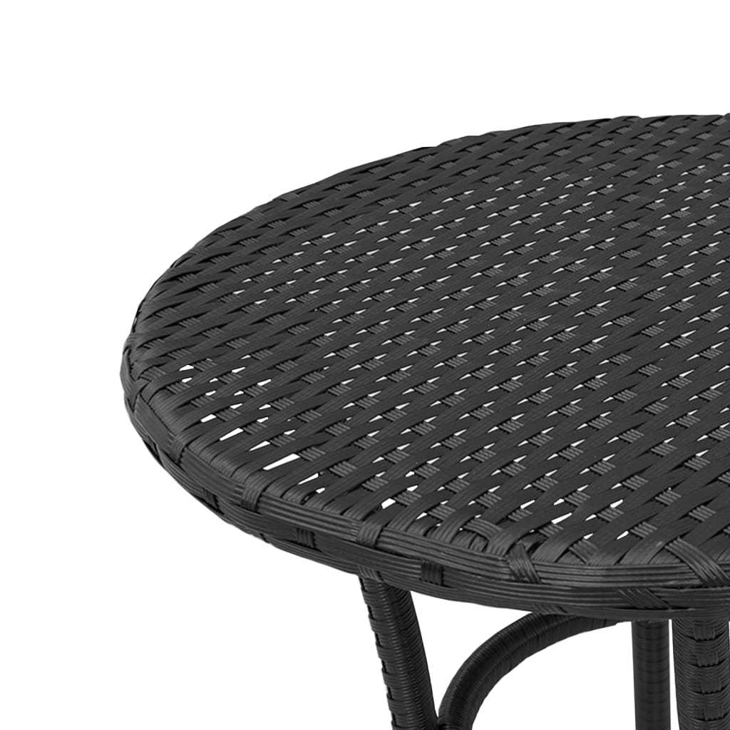 3-tlg. Bistro-Set mit Kissen Schwarz Poly Rattan