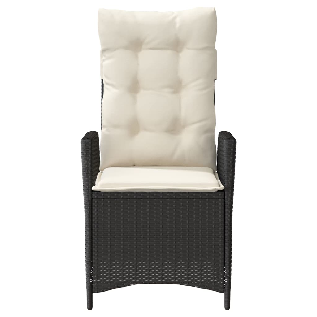3-tlg. Bistro-Set mit Kissen Schwarz Poly Rattan