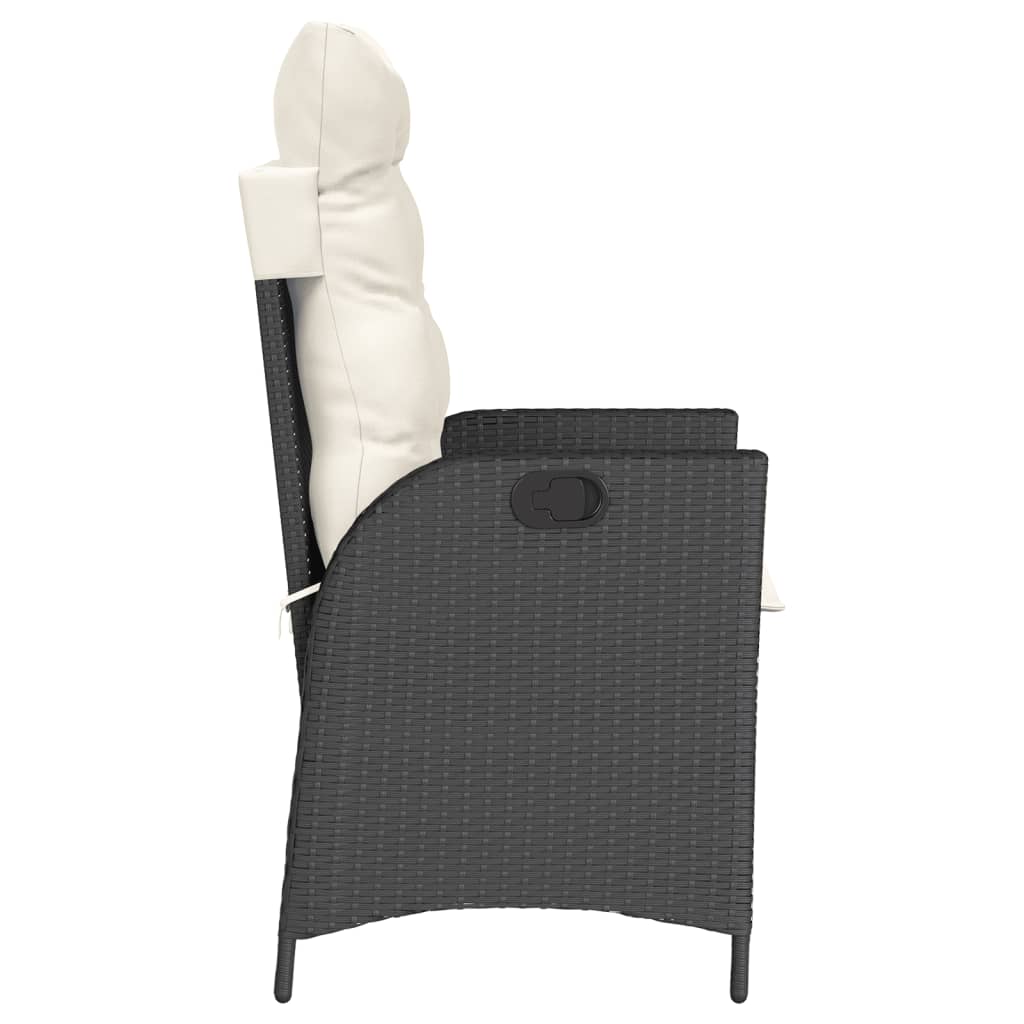3-tlg. Bistro-Set mit Kissen Schwarz Poly Rattan