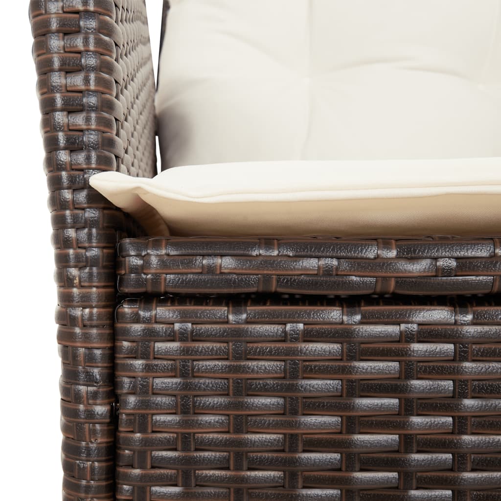 3-tlg. Bistro-Set mit Kissen Braun Poly Rattan