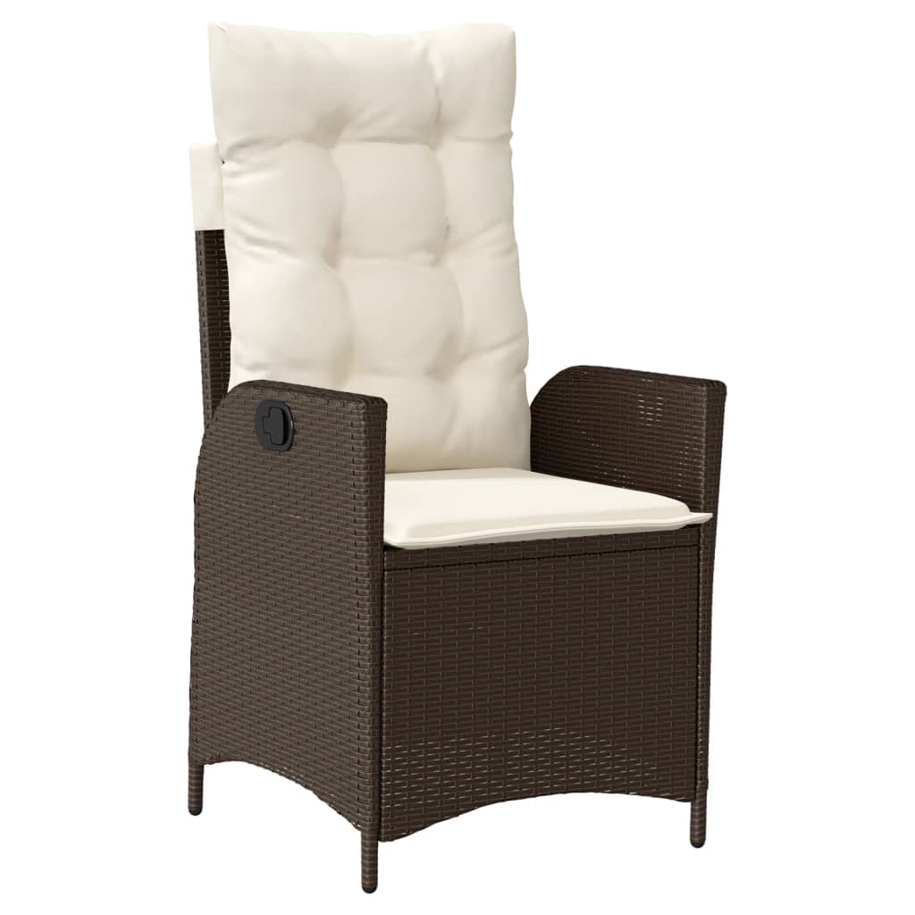 3-tlg. Bistro-Set mit Kissen Braun Poly Rattan