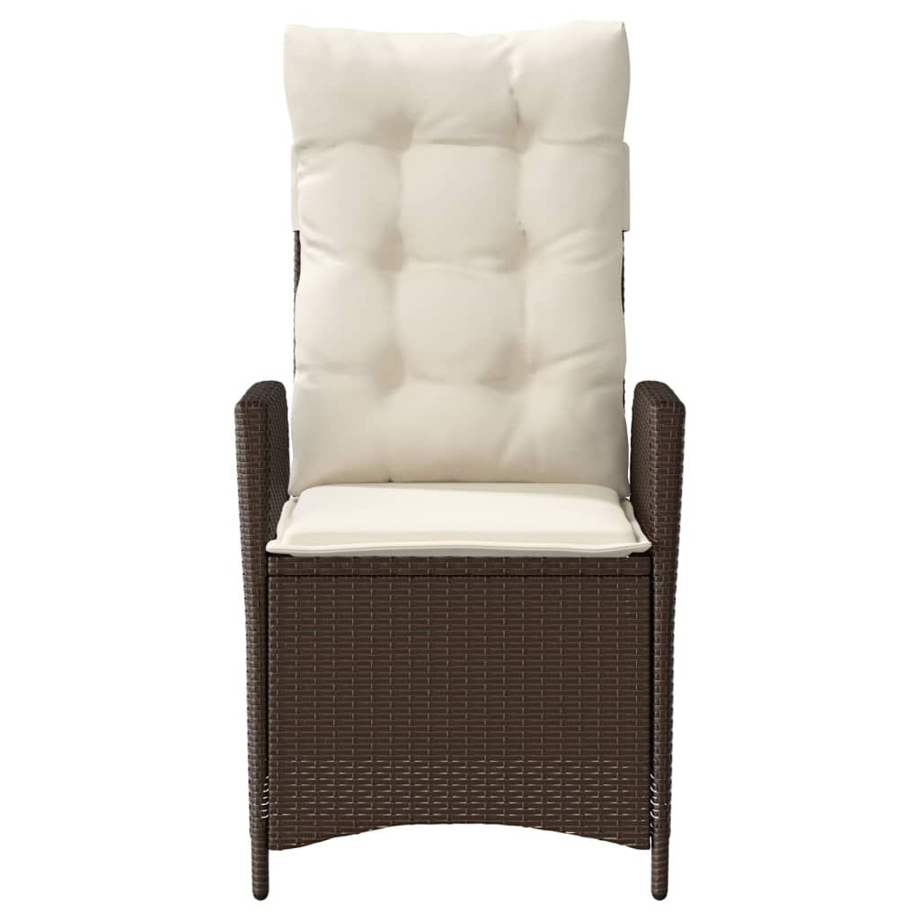 3-tlg. Bistro-Set mit Kissen Braun Poly Rattan
