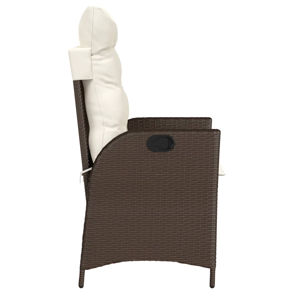 3-tlg. Bistro-Set mit Kissen Braun Poly Rattan