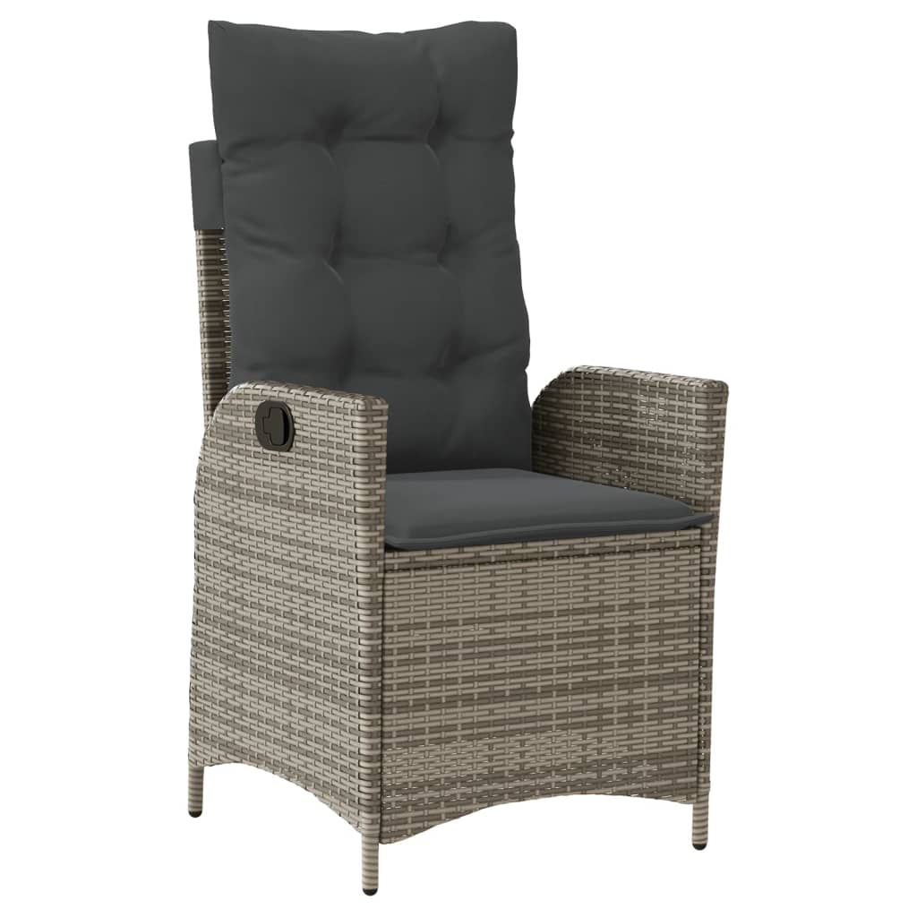 3-tlg. Bistro-Set mit Kissen Grau Poly Rattan