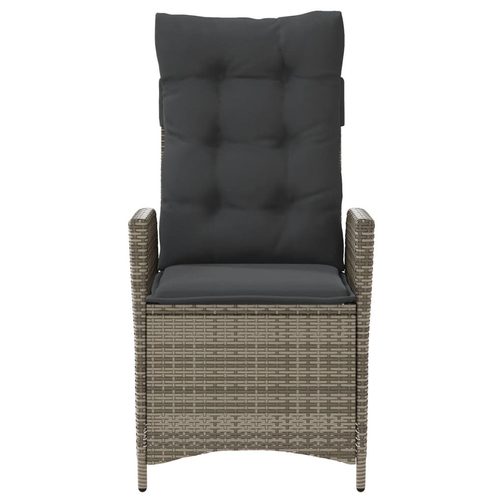 3-tlg. Bistro-Set mit Kissen Grau Poly Rattan