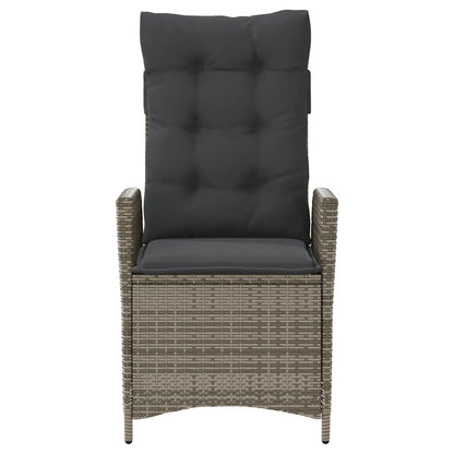 3-tlg. Bistro-Set mit Kissen Grau Poly Rattan