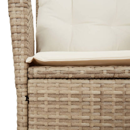 3-tlg. Bistro-Set mit Kissen Beige Poly Rattan