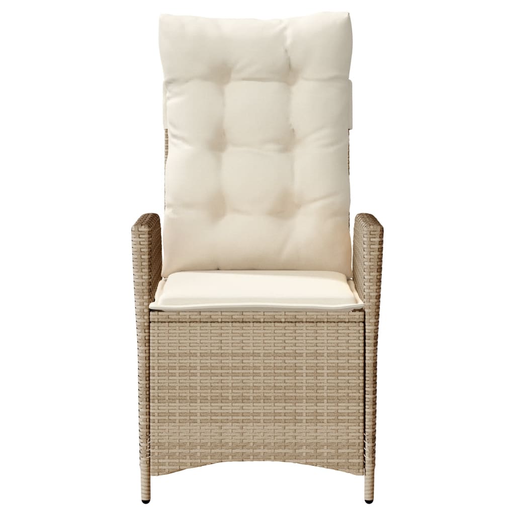 3-tlg. Bistro-Set mit Kissen Beige Poly Rattan