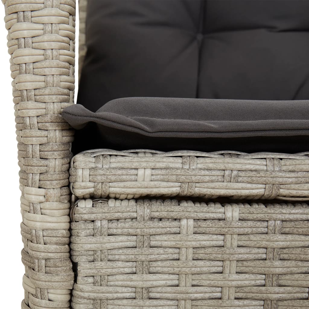 3-tlg. Bistro-Set mit Kissen Hellgrau Poly Rattan