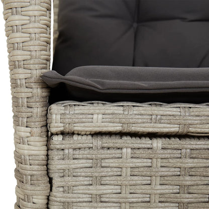 3-tlg. Bistro-Set mit Kissen Hellgrau Poly Rattan