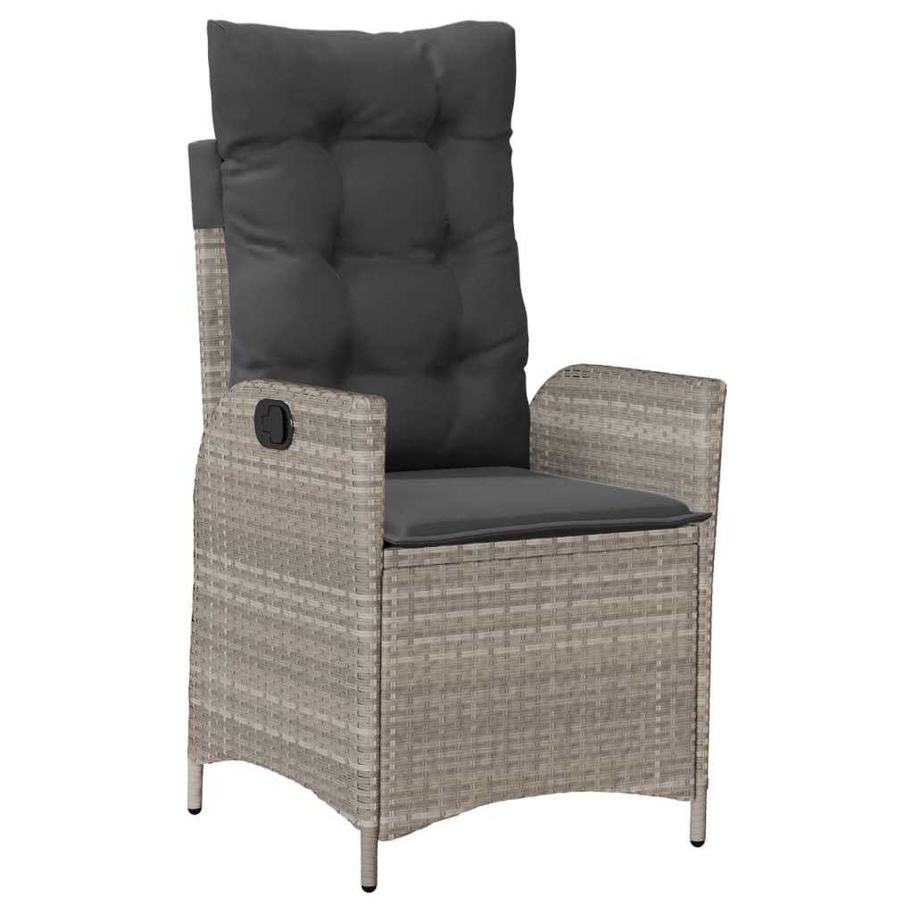 3-tlg. Bistro-Set mit Kissen Hellgrau Poly Rattan