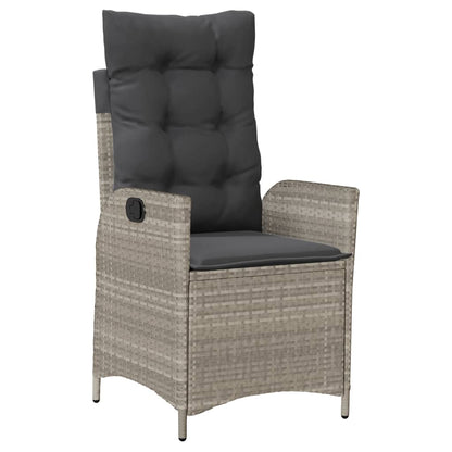 3-tlg. Bistro-Set mit Kissen Hellgrau Poly Rattan