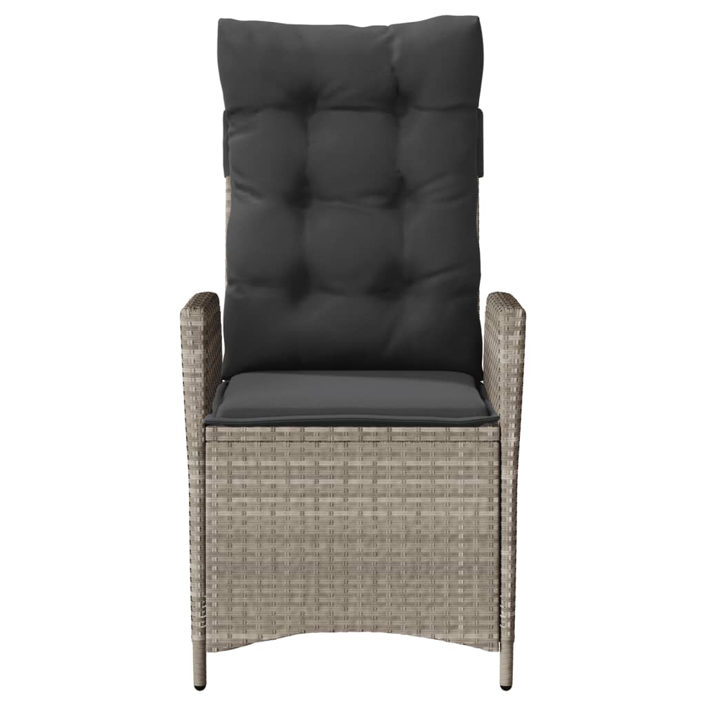 3-tlg. Bistro-Set mit Kissen Hellgrau Poly Rattan