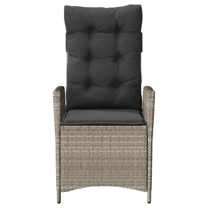 3-tlg. Bistro-Set mit Kissen Hellgrau Poly Rattan