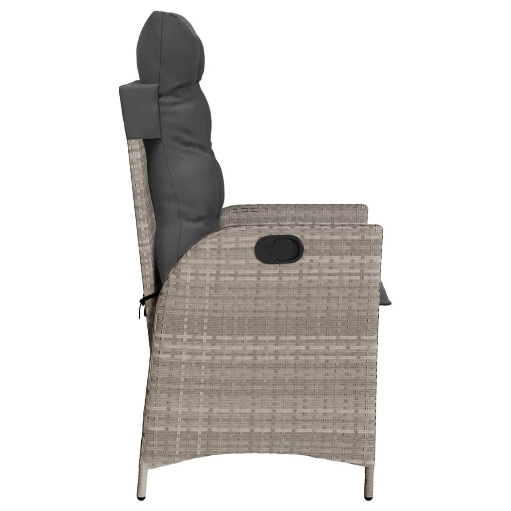 3-tlg. Bistro-Set mit Kissen Hellgrau Poly Rattan