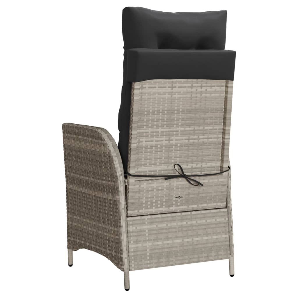 3-tlg. Bistro-Set mit Kissen Hellgrau Poly Rattan