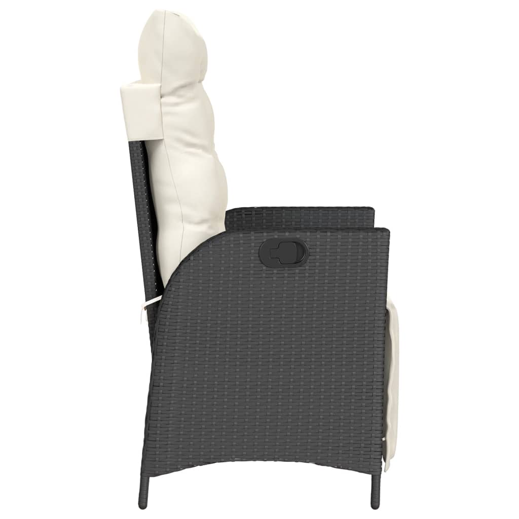 3-tlg. Bistro-Set mit Kissen Schwarz Poly Rattan