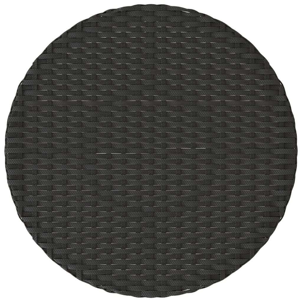3-tlg. Bistro-Set mit Kissen Schwarz Poly Rattan