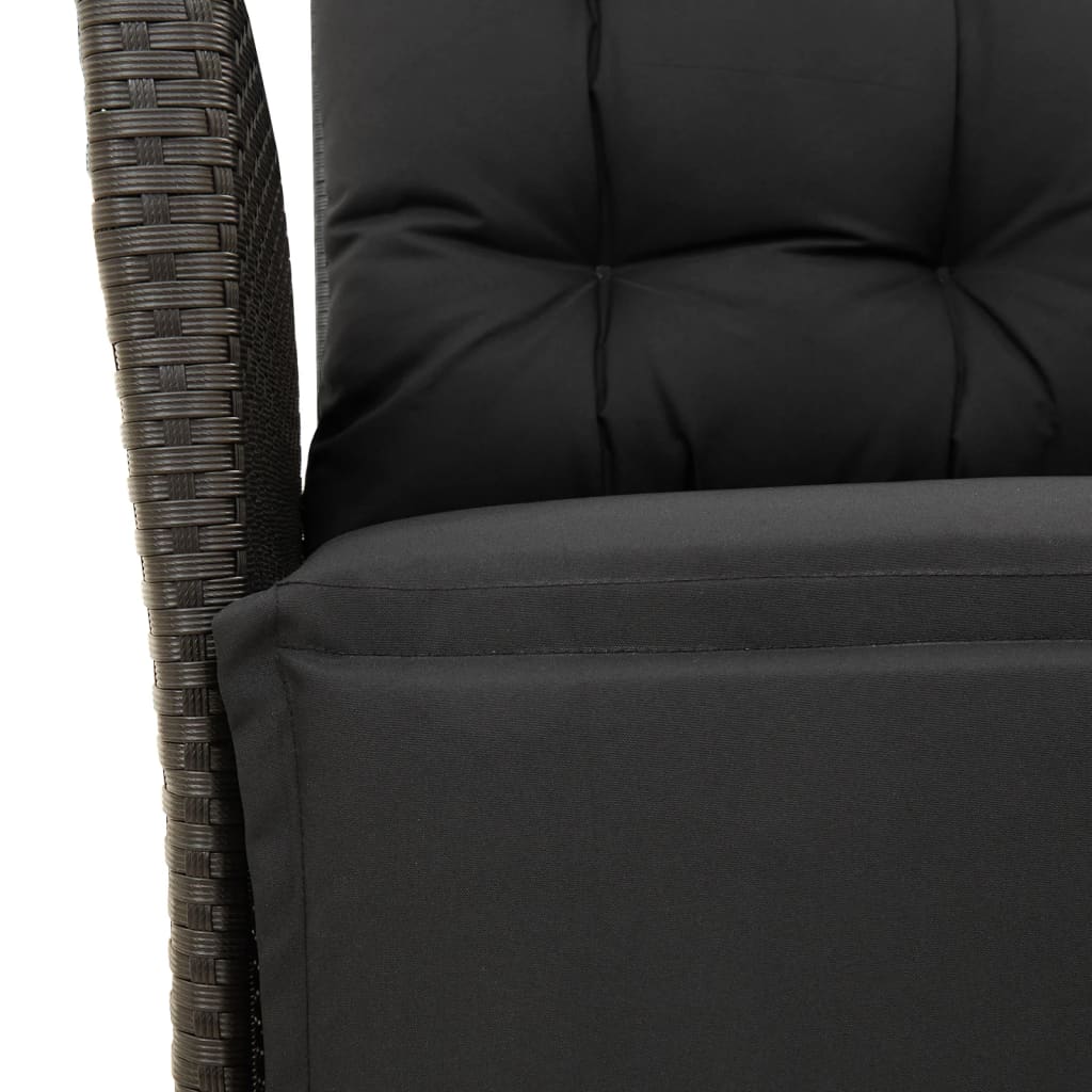 3-tlg. Bistro-Set mit Kissen Schwarz Poly Rattan