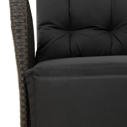 3-tlg. Bistro-Set mit Kissen Schwarz Poly Rattan