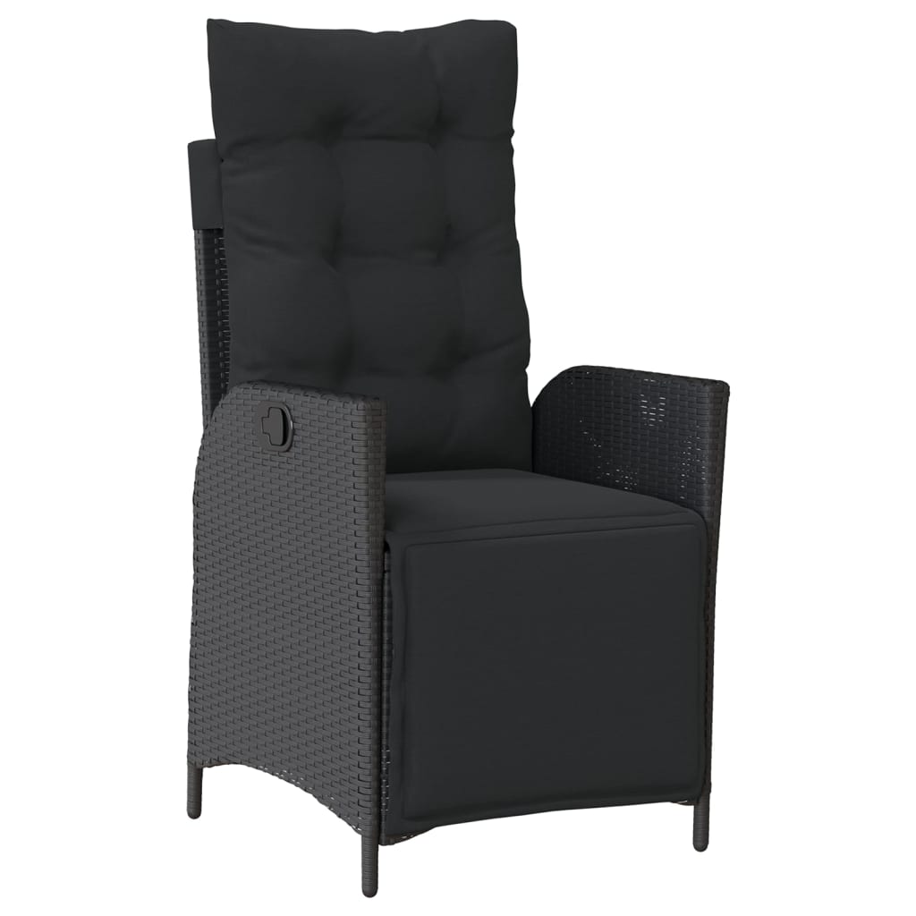 3-tlg. Bistro-Set mit Kissen Schwarz Poly Rattan