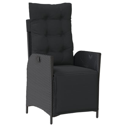 3-tlg. Bistro-Set mit Kissen Schwarz Poly Rattan