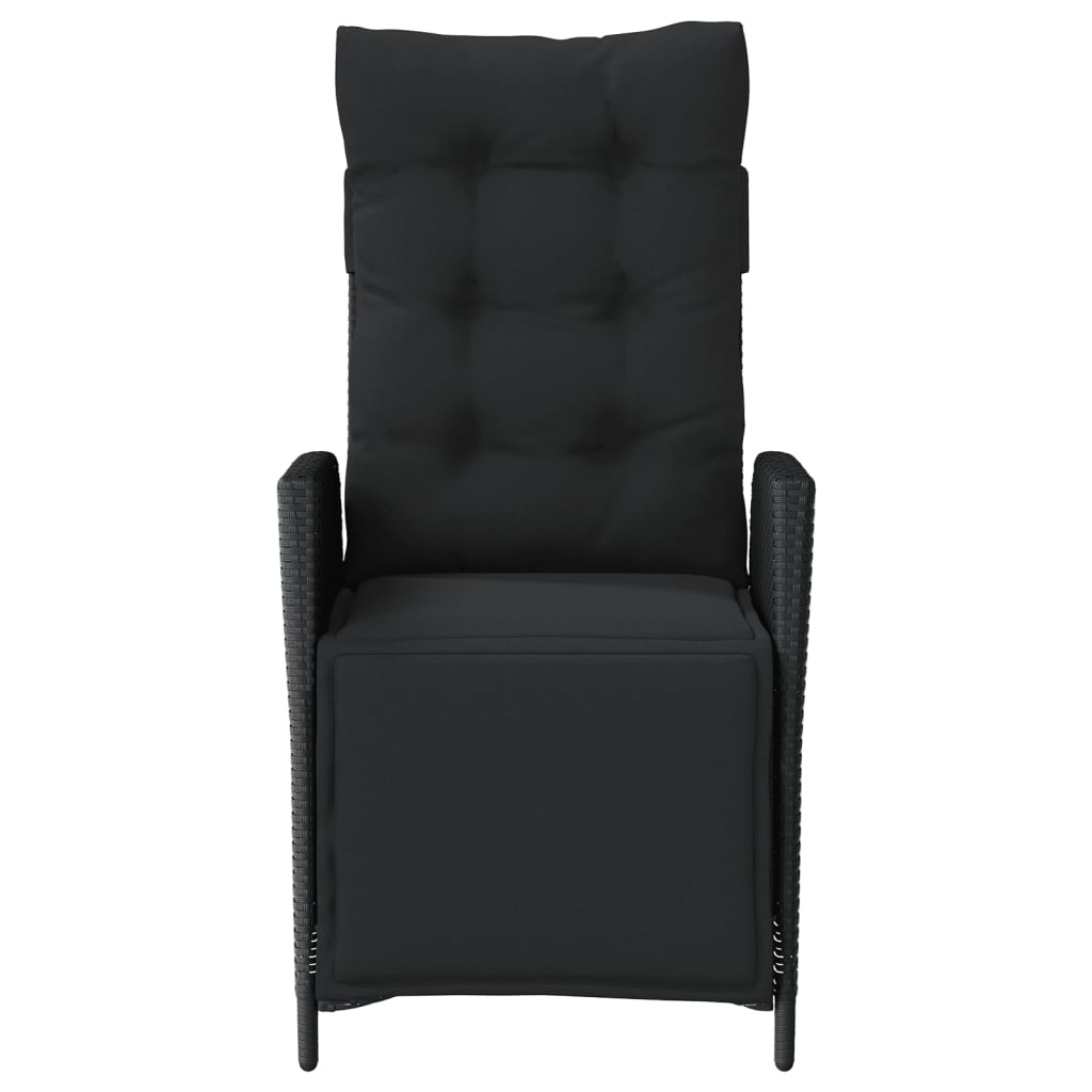 3-tlg. Bistro-Set mit Kissen Schwarz Poly Rattan
