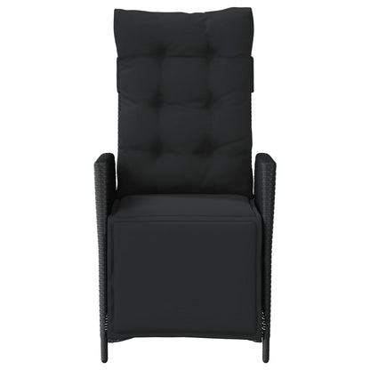 3-tlg. Bistro-Set mit Kissen Schwarz Poly Rattan