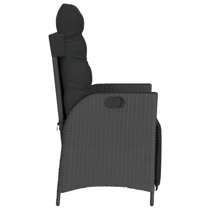3-tlg. Bistro-Set mit Kissen Schwarz Poly Rattan