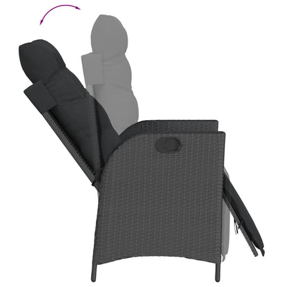 3-tlg. Bistro-Set mit Kissen Schwarz Poly Rattan